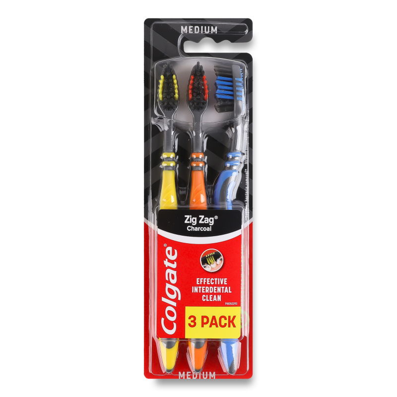 Щітка зубна Zig Zag Charcoal середня 3шт Colgate