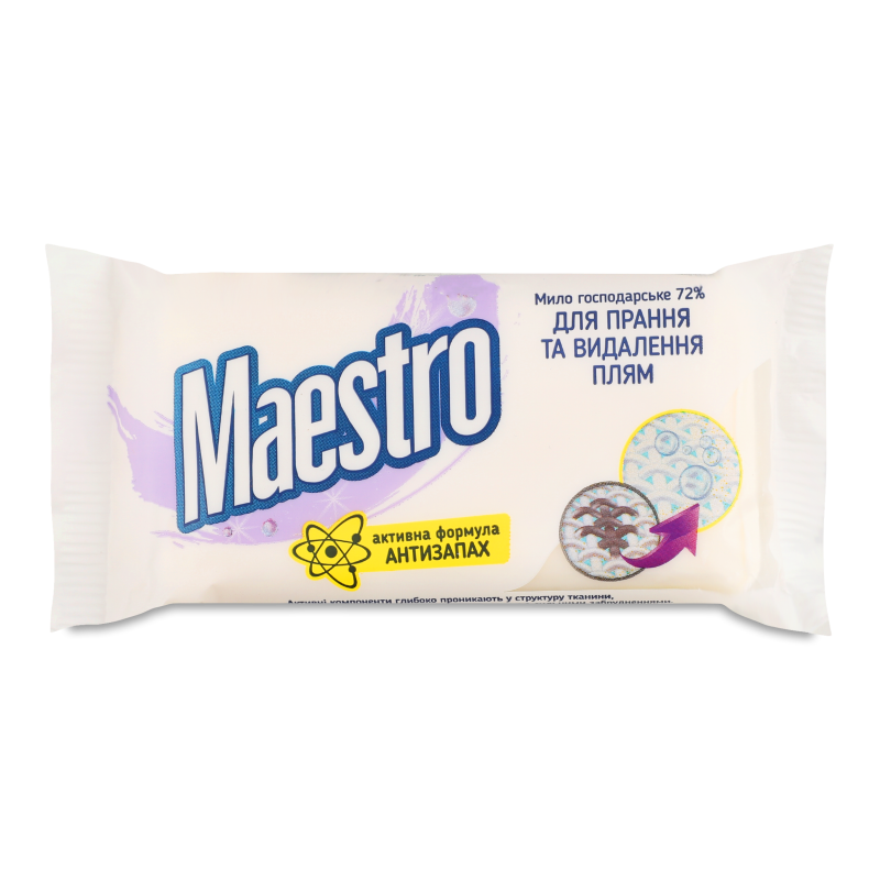 Мило господарське д/прання та виведення плям 72% 125г Маестро