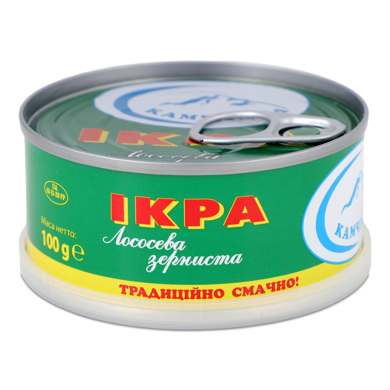 Ікра лососева зерниста 100г ж/б з ключем Камчадал