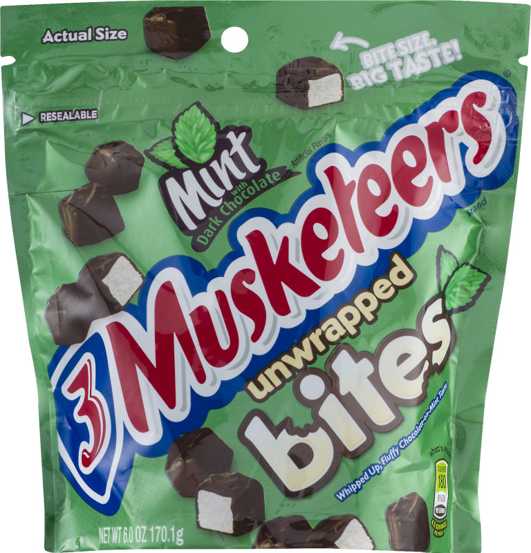 3 Musketeers Unwrapped Bites Mint With Dark Chocolate 3 Musketeers