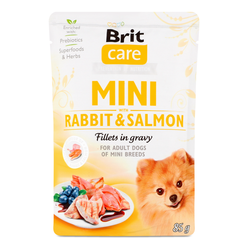 Корм д/собак малих порід з філе кролика та лосося в соусі 85г пауч Бріт Кеа