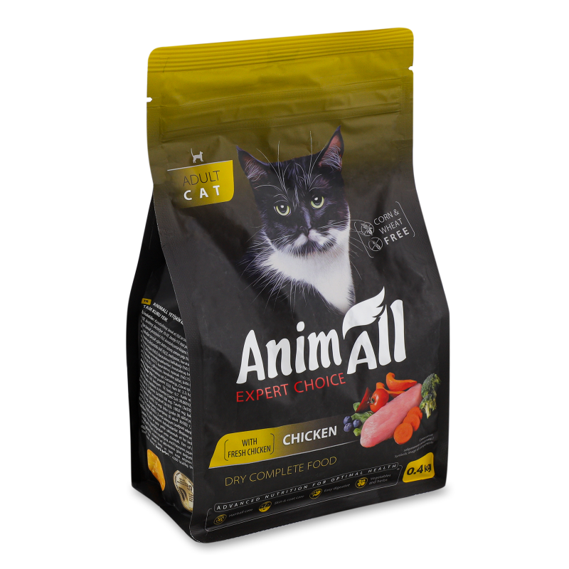 Корм д/котів з свіжою куркою сухий 400г AnimAll