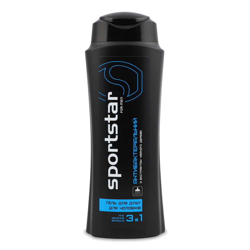 Гель д/душу 3в1 Антибактеріальний з екстрактом чайного дерева д/чоловіків 400мл Sportstar