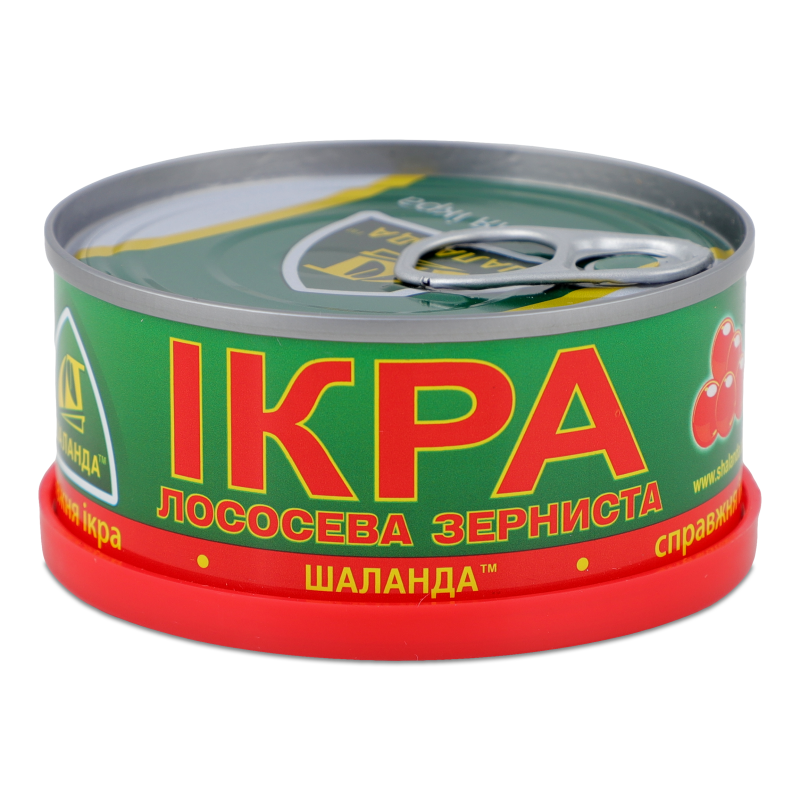 Ікра лососева червона зерниста 100г ж/б з ключем Шаланда