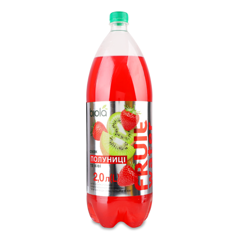 Напій безалкогольний Фруктова вода з смаком Полуниця та ківі сильногазований 2л пет Біола