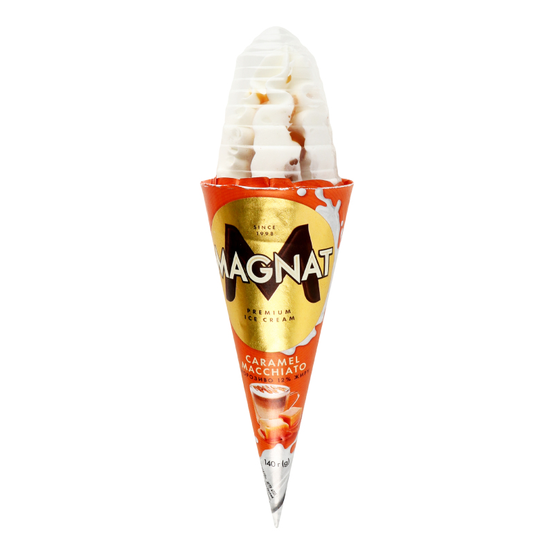 Морозиво 12% двошарове в вафельному ріжку Caramel&Macchiato Magnat м/у