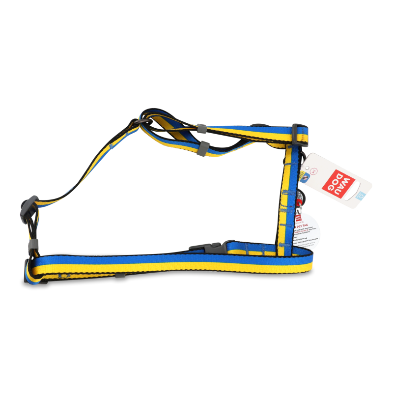 Шлея д/собак Колорс оф Фрідом з QR паспортом H-образна нейлон пластиковий фастекс р.M 20мм А40-70см В50-80см 5150-4020 ВауДог