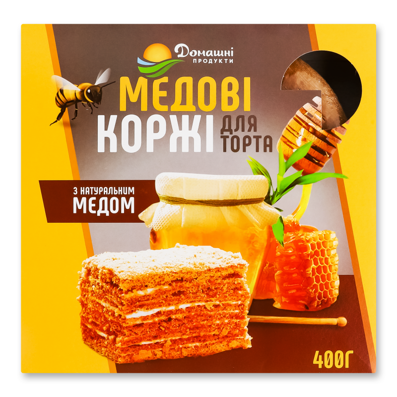 Коржі д/торта Медові 400г коробка Домашні продукти
