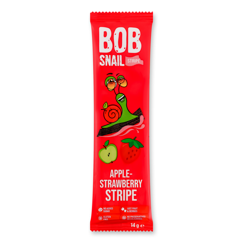 Цукерка фруктова Яблучно-полуничний страйп 14г Bob Snail