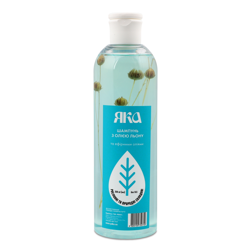 Шампунь д/укріплення волося з олією льону 350мл з дозатором Яка
