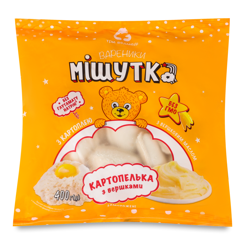 Вареники Мішутка з картоплею та вершковим маслом 400г Три ведмеді