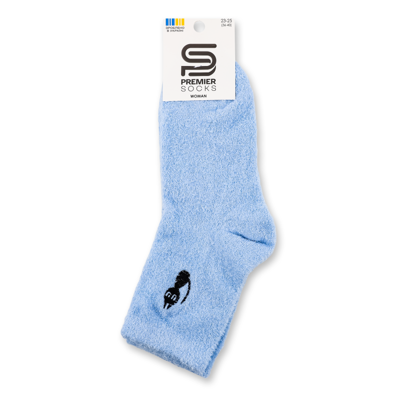 Шкарпетки жіночі з пухнастої пряжі з вишивкою класичні р.23-25 Premier Socks