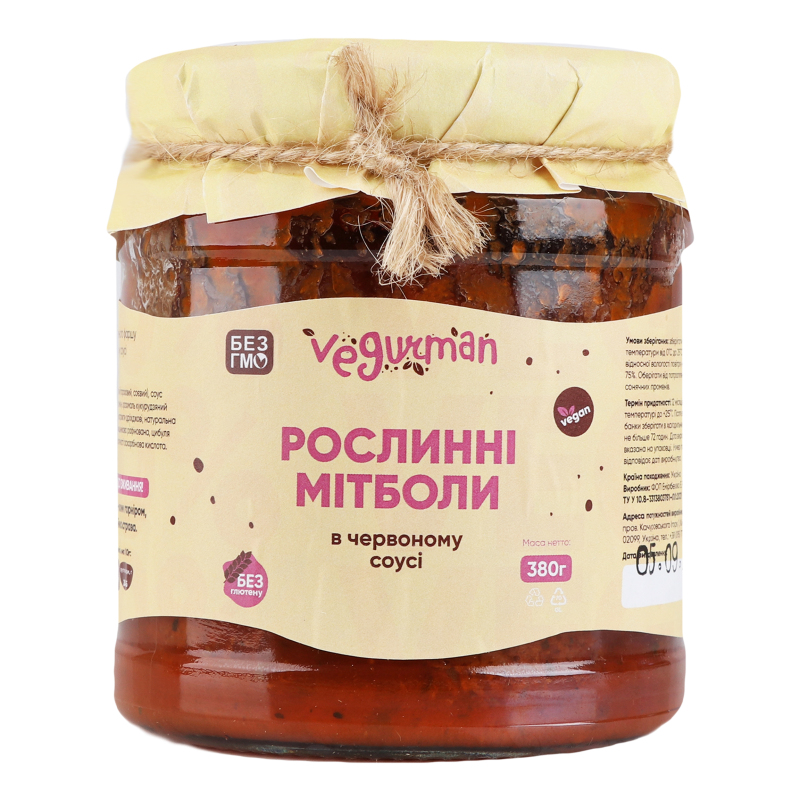Митболы растительные в красном соусе Vegurman с/б 380г Vegurman ...