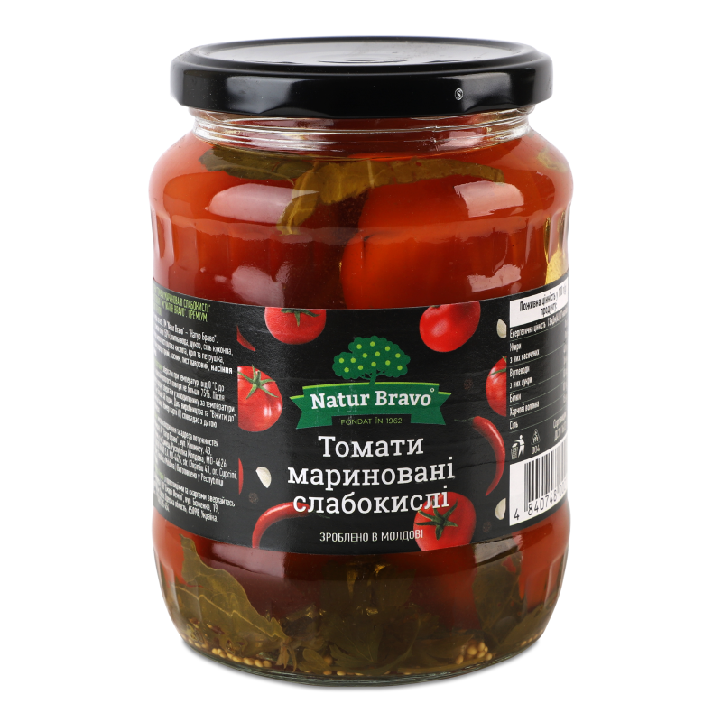 Томати мариновані слабокислі 720мл твіст/б Natur Bravo