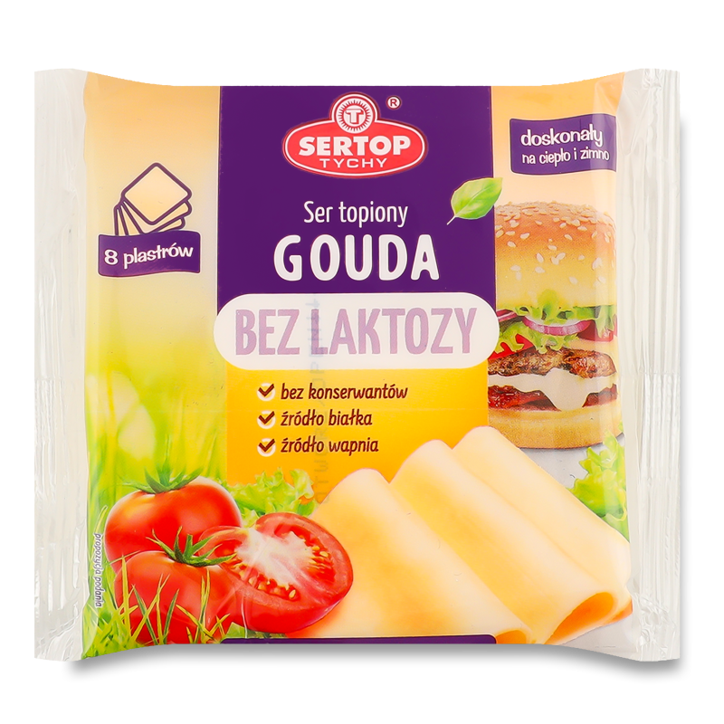 Сир плавлений Гауда безлактозний скибочки 40% 130г Sertop