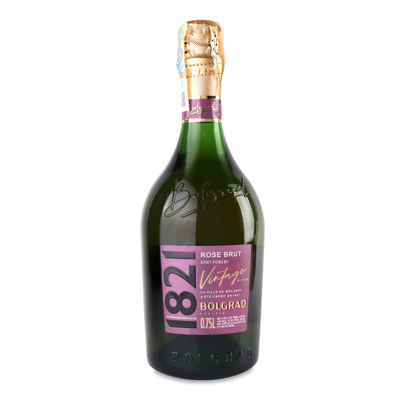 Вино ігристе Vintage 1821 рожеве брют 10-13,5% 0,75л Bolgrad