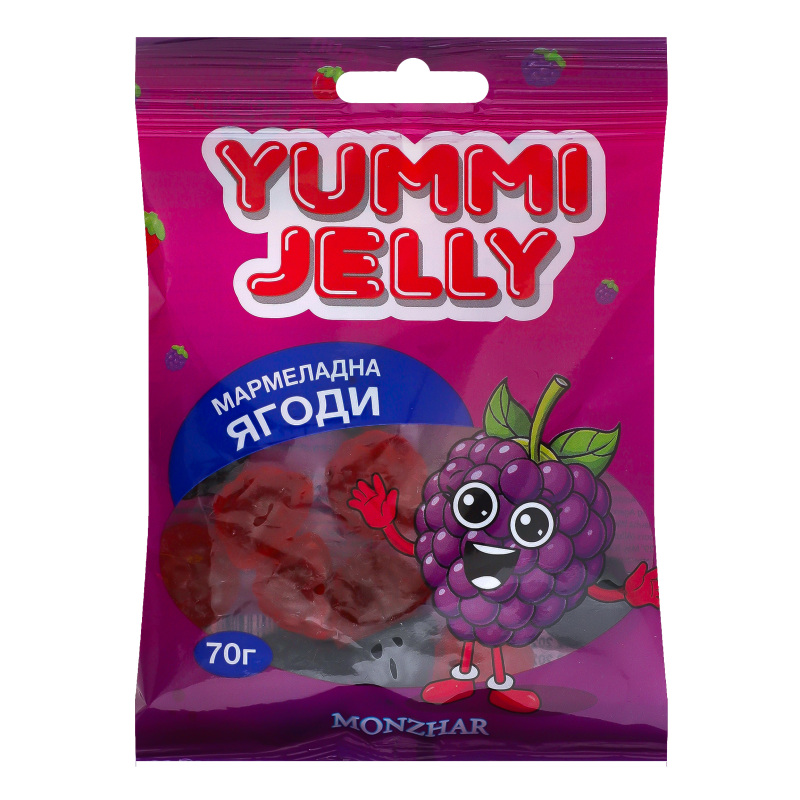 Цукерки желейні з цукром та підсолоджувачем Мармеладні ягоди Yummi jelly Monzhar м/у