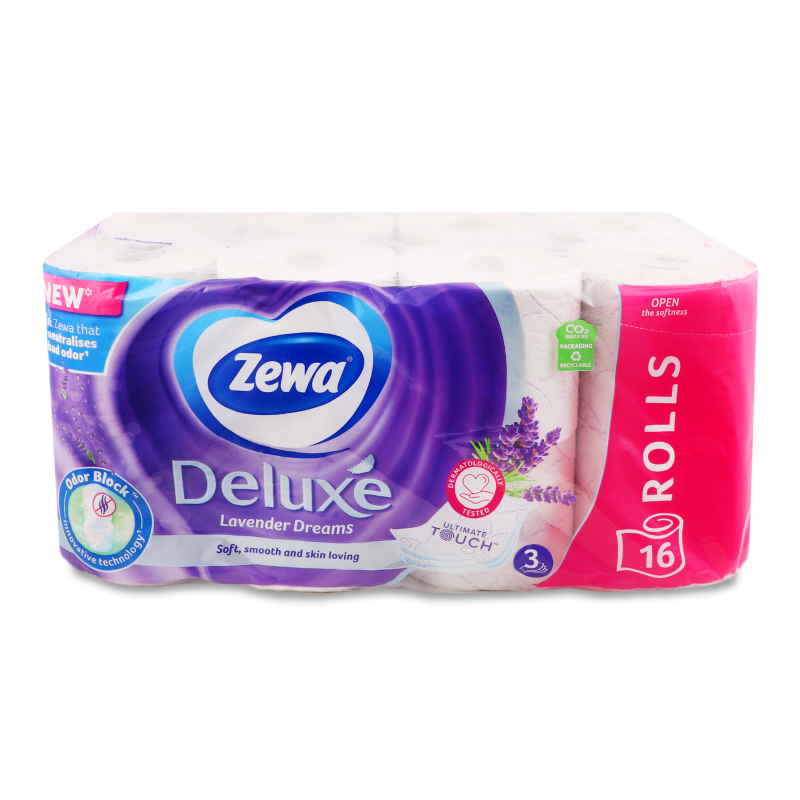 Папір туалетний Делюкс Лаванде дрімс 3шари 16шт Зева