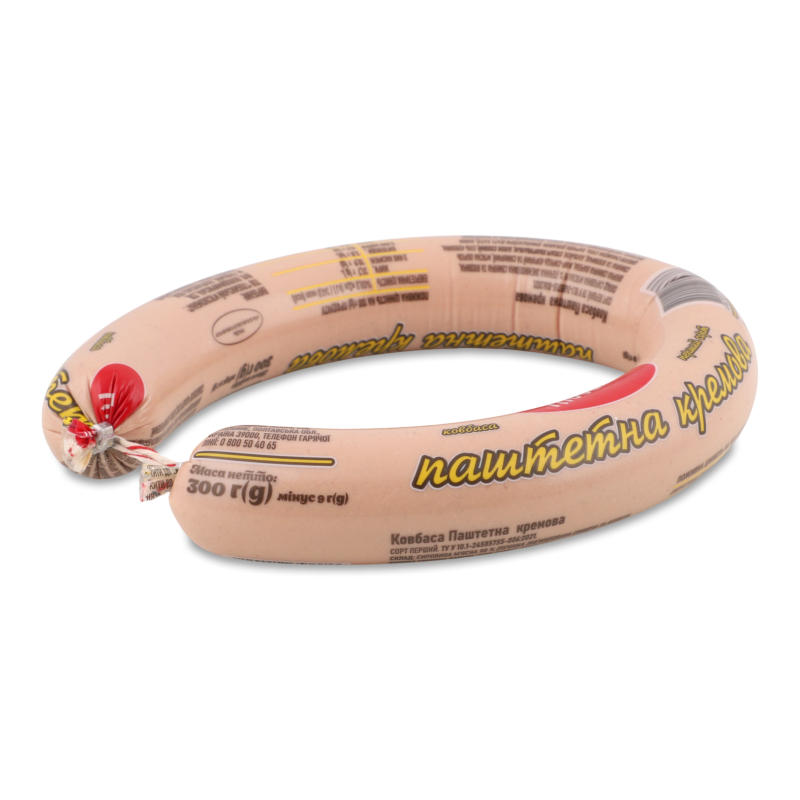 Ковбаса паштетна кремова 1г 300г п/а Глобино