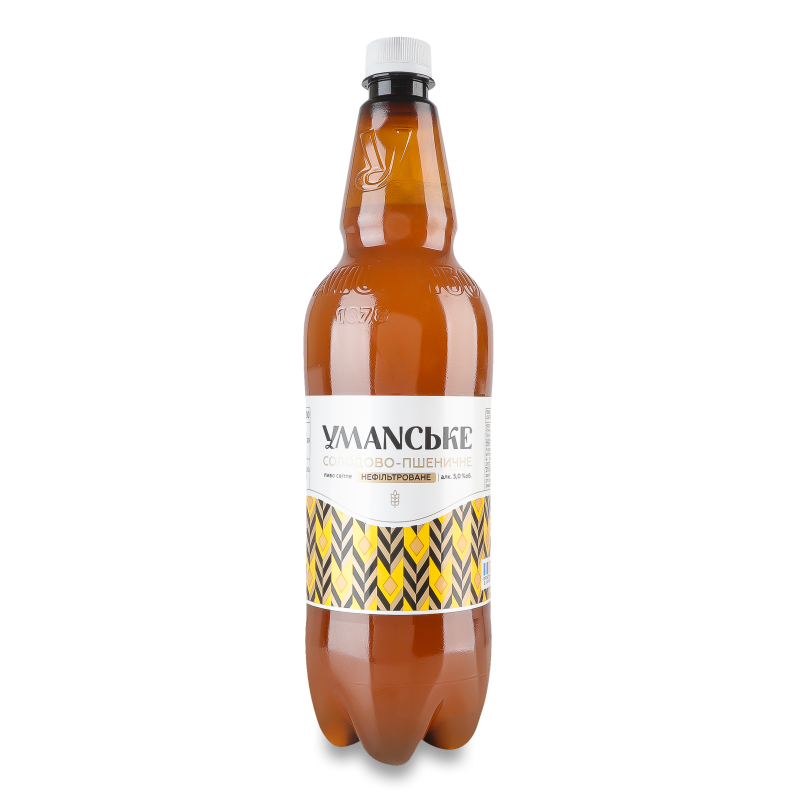 Пиво Уманське солодово-пшеничне світле нефільтроване 5% 1л пет Уманьпиво