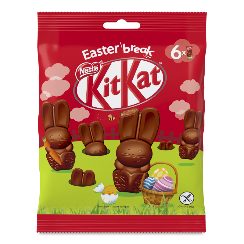 Шоколад Easter break молочний з начинкою з рисовими кріпсами печивом та шматочками вафель 6*11г Kit Kat