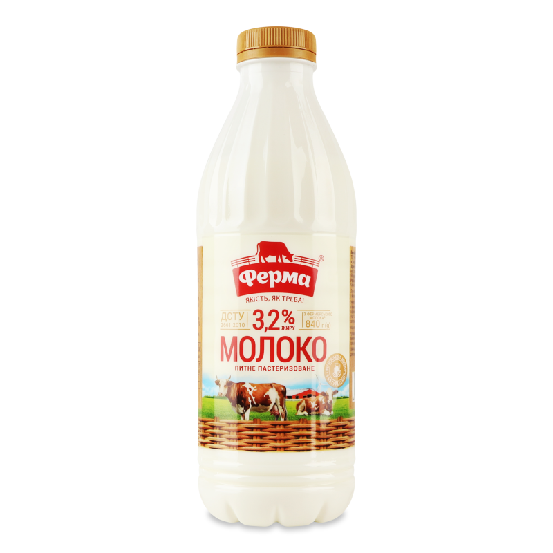 Молоко пастеризоване 3,2% 840г пет Ферма