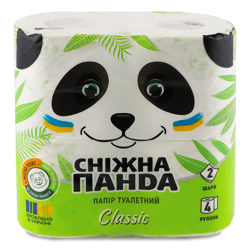 Папір туалетний Classic 2шари 4шт Сніжна панда