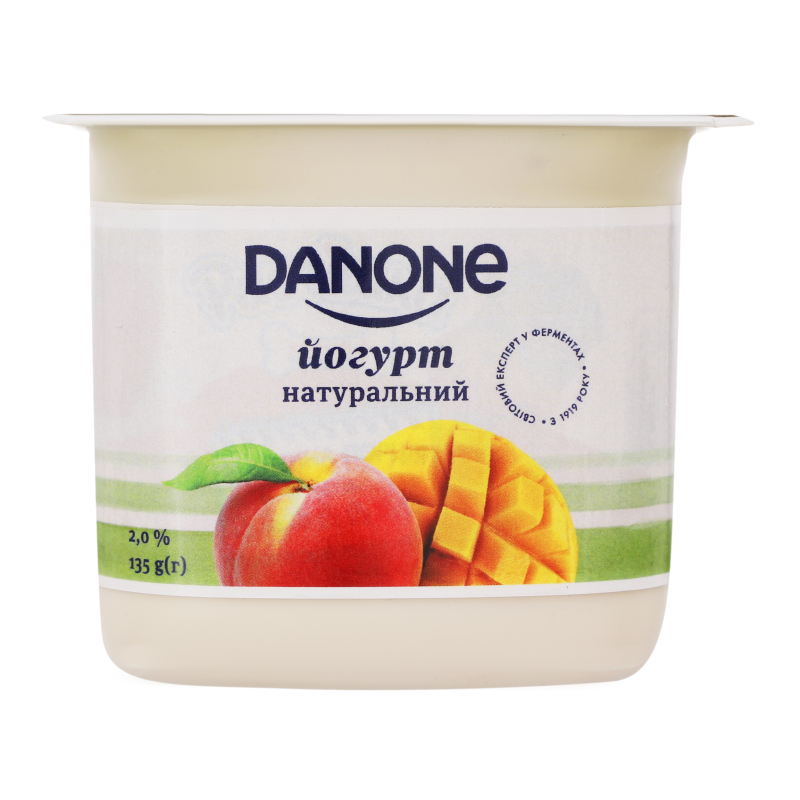 Йогурт 2% натуральний Манго-персик Danone ст