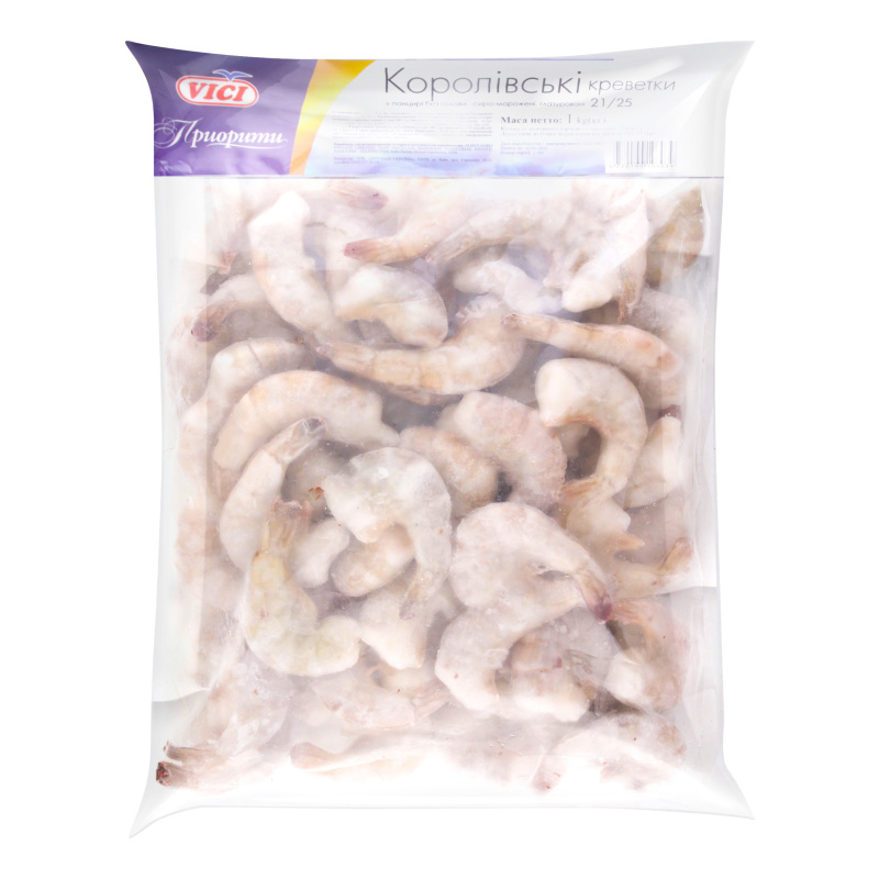 Креветки в панцире 21/25 Королевские Приорити Vici б/г м/у 1кг Vici ...