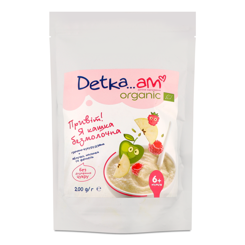Каша швидкого приготування безмолочна гречано-кукурудзяна з яблуком малиною та фенхелем від 6місяців 200г Ditка…Аm