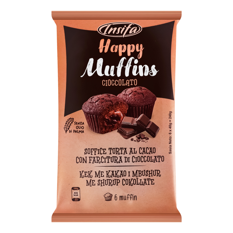 Маффіни зі смаком какао та шоколаду Cioccolato Happy Muffins Insifa м/у 6х