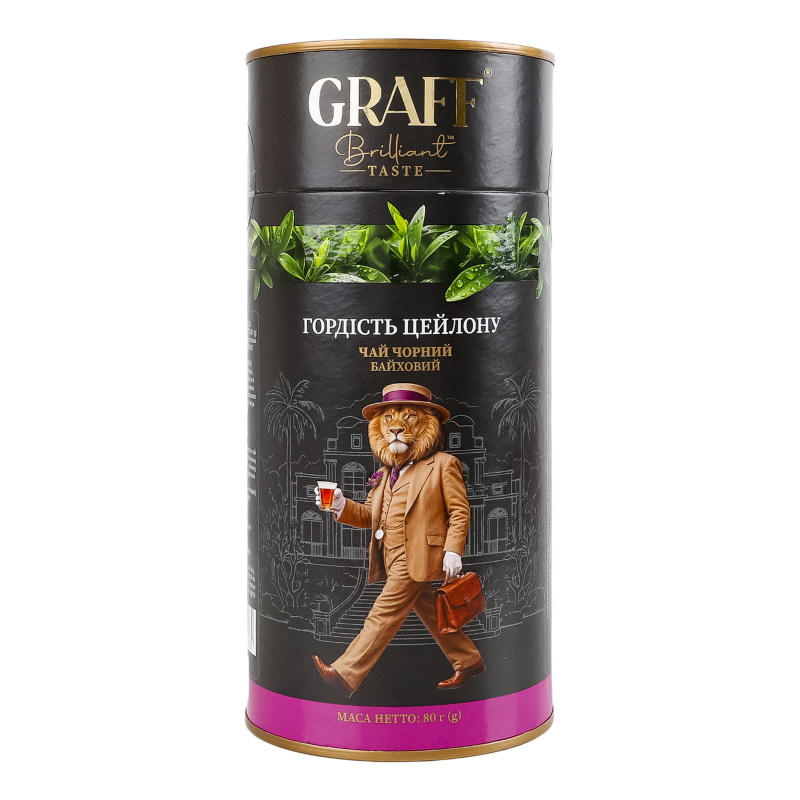 Чай черный байховый Гордость Цейлона Graff тубус 80г Graff