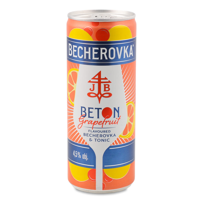 Напій слабоалкогольний Beton Grapefruit газований 4,5% 250мл ж/б Becherovka