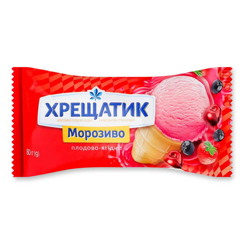Морозиво плодово-ягідне вафельний стакан 80г Хрещатик