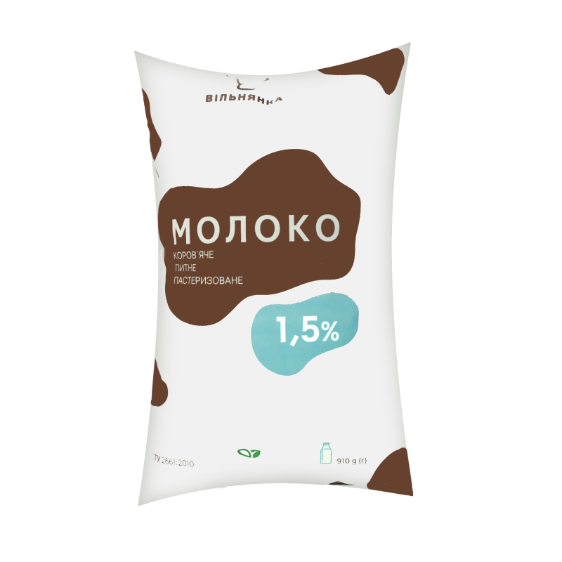 Молоко 1.5% коров'яче питне пастеризоване Вільнянка м/у 910г Вільнянка ...
