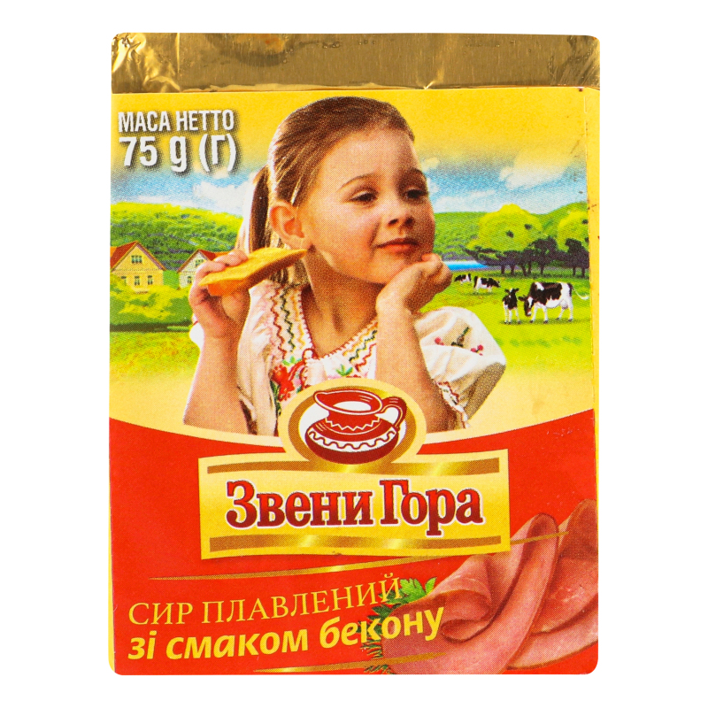 Сир плавлений 45% порційний зі смаком бекону Звени Гора м/у