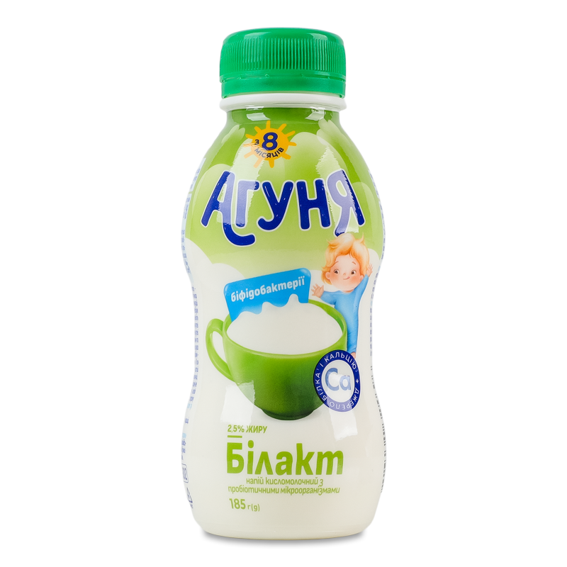 Напій кисломолочний з пробіотичними мікроорганізмами Білакт від 8місяців 2,5% 185г пет Агуня
