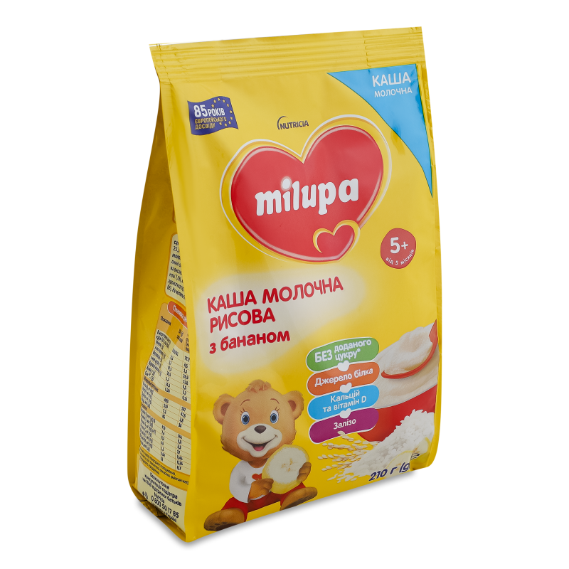 Каша молочна рисова з бананом від 5місяців 210г Milupa