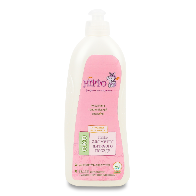 Гель д/миття дитячого посуду Еко Журавлина та сицилійський апельсин 500мл Хіппо