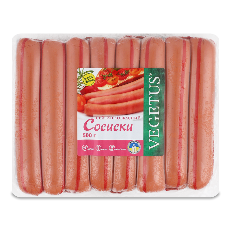 Сейтан ковбасний Сосиски 500г в/у Vegetus