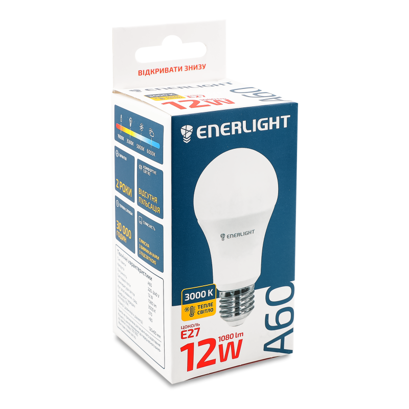 Лампа світлодіодна A60 12Вт 3000K E27 Enerlight
