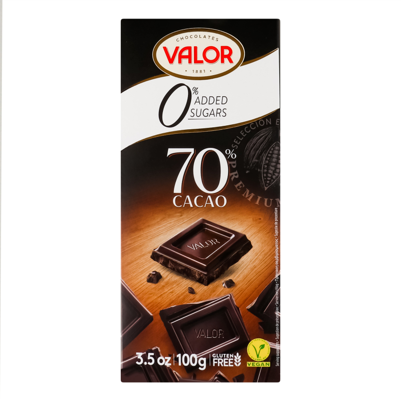 Шоколад 70% чорний без цукру Valor к/у