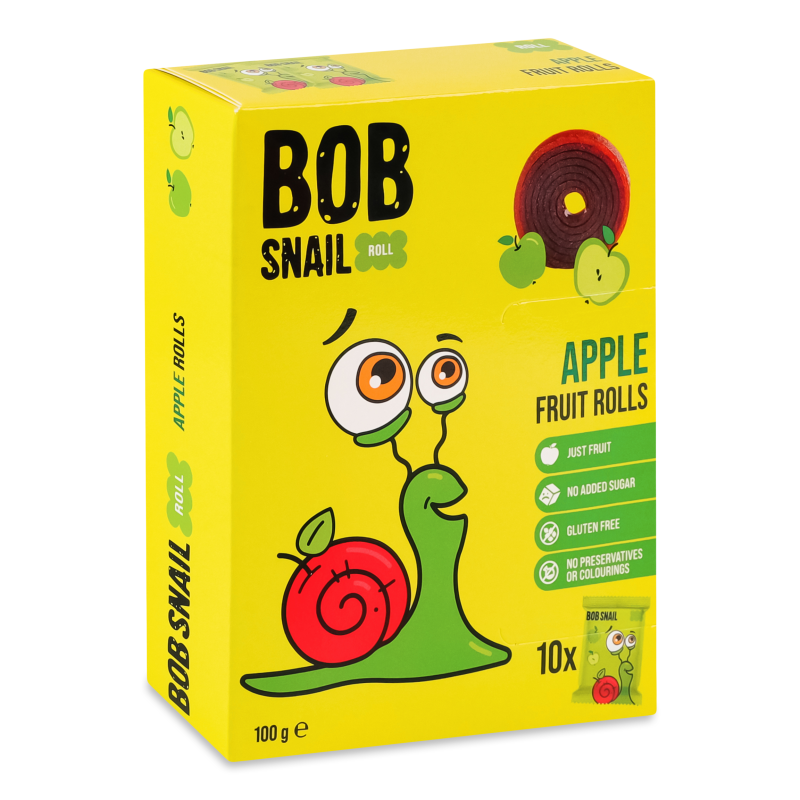 Цукерки Rolls яблучні натуральні 100г Bob Snail
