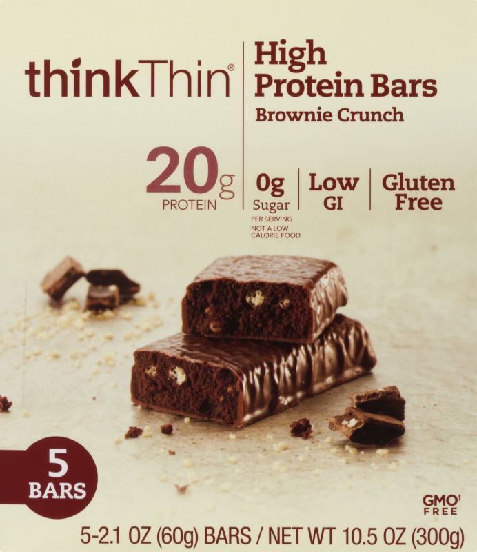 thinkThin High Protein Bars Brownie Crunch - 5 CT thinkThin ...