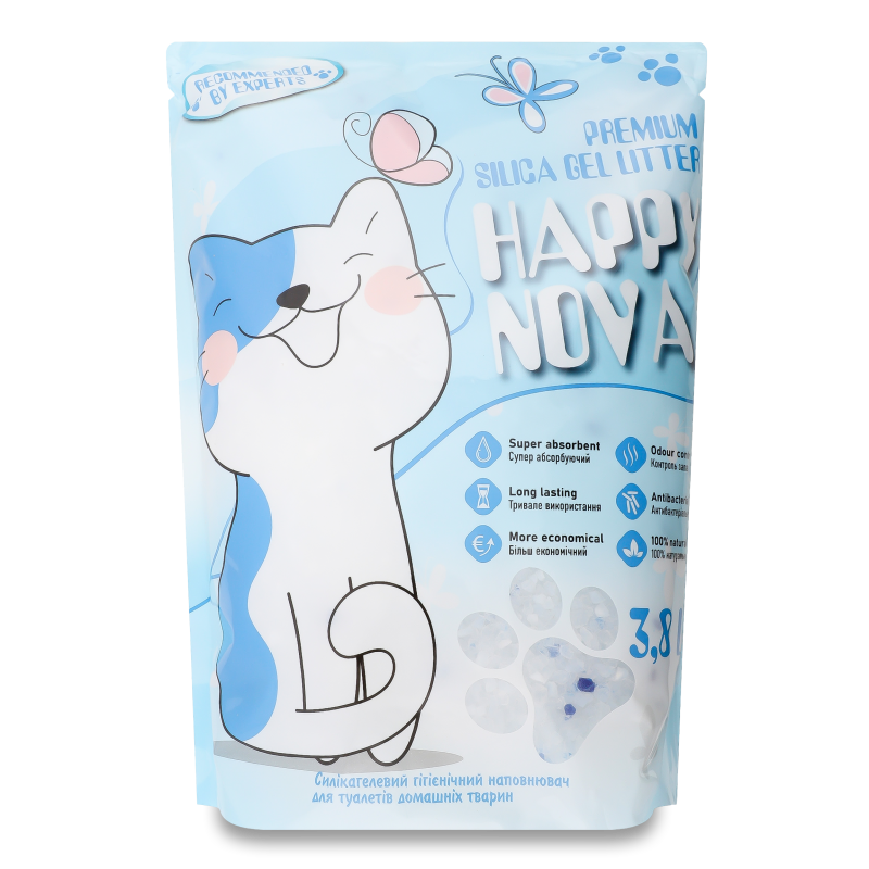 Наповнювач гігієнічний д/туалетів домашніх тварин силікагель 3,8л Хеппі Нова