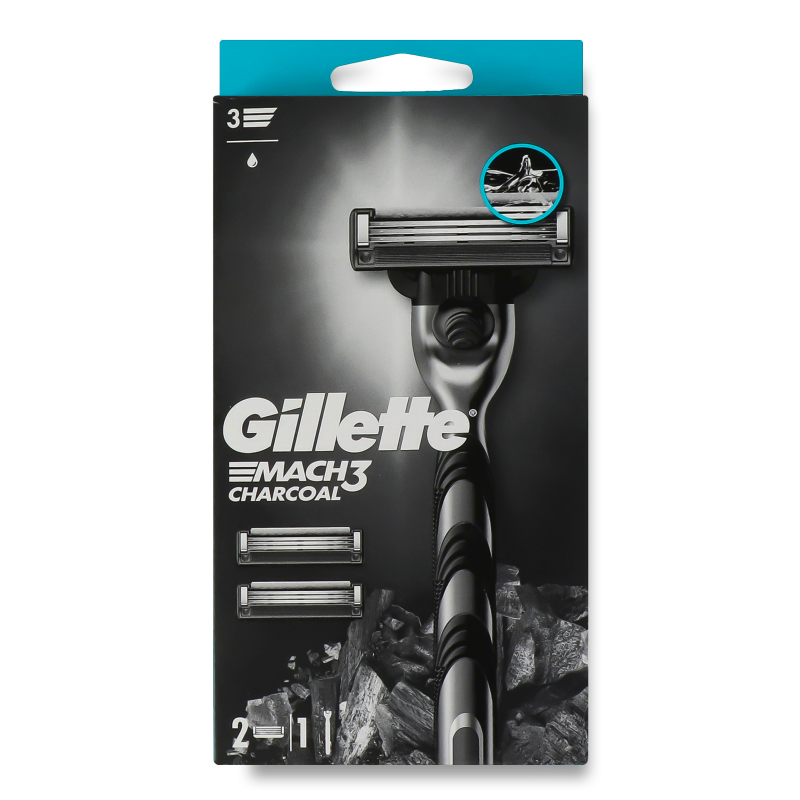 Станок д/гоління Мак3 Деревне вугілля +Картридж 2шт Джилет