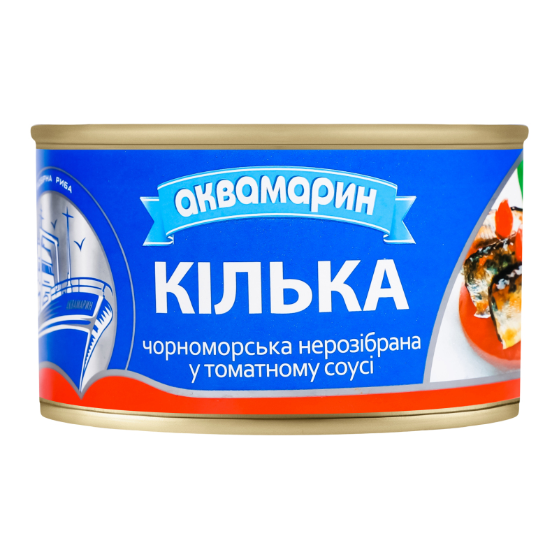 Килька черноморская неразделанная в томатном соусе Аквамарин ж/б 230г ...