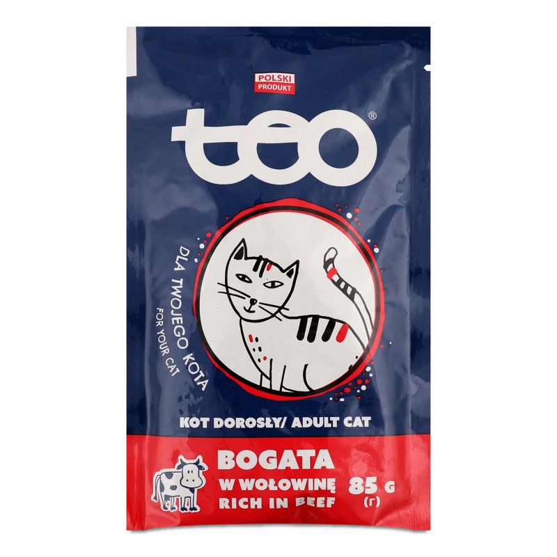 Корм д/котів з яловичиною в соусі 85г пауч Teo