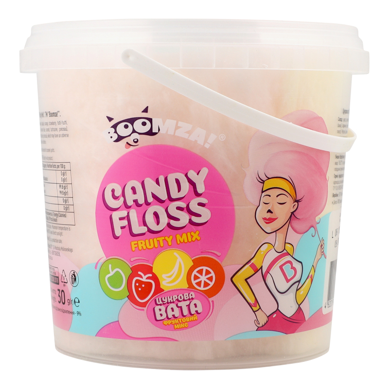 Вата сахарная Фруктовый микс Candy Floss Boomza! ведро 30г Boomza