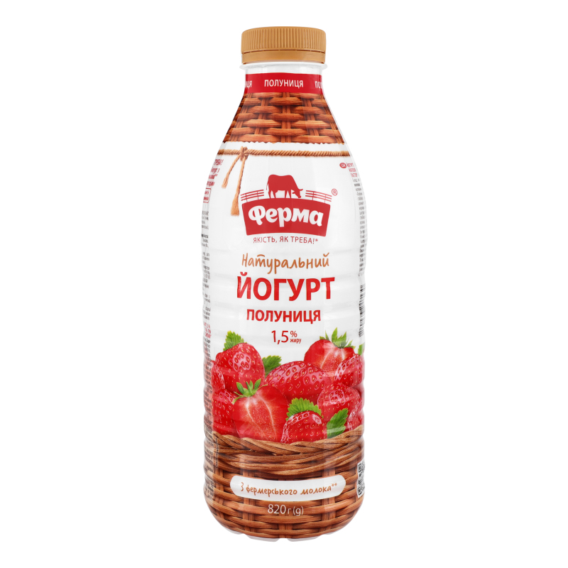 Йогурт 1.5% питний з фруктовим наповнювачем Полуниця Ферма п/пл